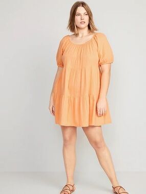 Old Navy Puff-Sleeved Tiered Mini Swing Dress